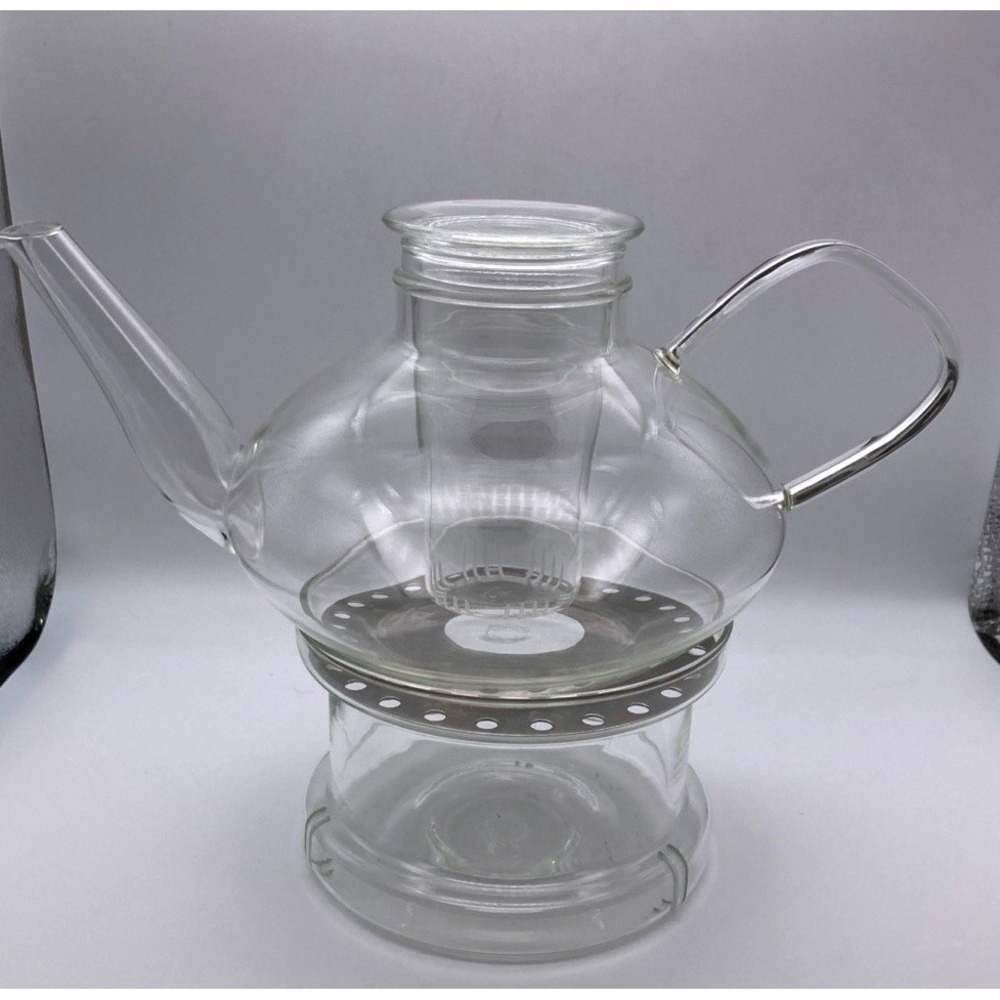 Schott Mainz "Jena Glass" Glass Teapot With Infuser And Warmer-Vintage-Germany